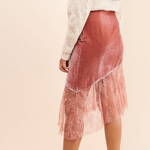 FREE PEOPLE VELVET MY LACEY SKIRT 2,4,6,8 BLUE - Picture 5 of 14